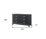 63" Black Solid and Manufactured Wood Six Drawer Double Dresser