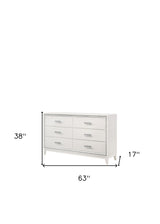 63" White Solid and Manufactured Wood Six Drawer Double Dresser