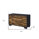 47" Walnut Black And Finish Manufactured Wood Six Drawer Double Dresser