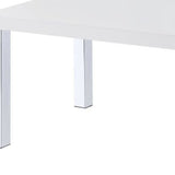 47" Chrome And White Rectangular Coffee Table With Shelf