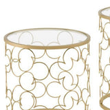 20" Gold And Clear Glass Round Nested Coffee Tables