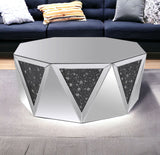 41" Silver Glass Octagon Mirrored Coffee Table
