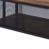 41" Black And Antique Oak Rectangular Coffee Table With Shelf