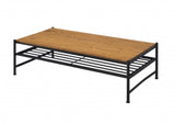 47" Black And Oak Solid Wood Rectangular Coffee Table With Shelf