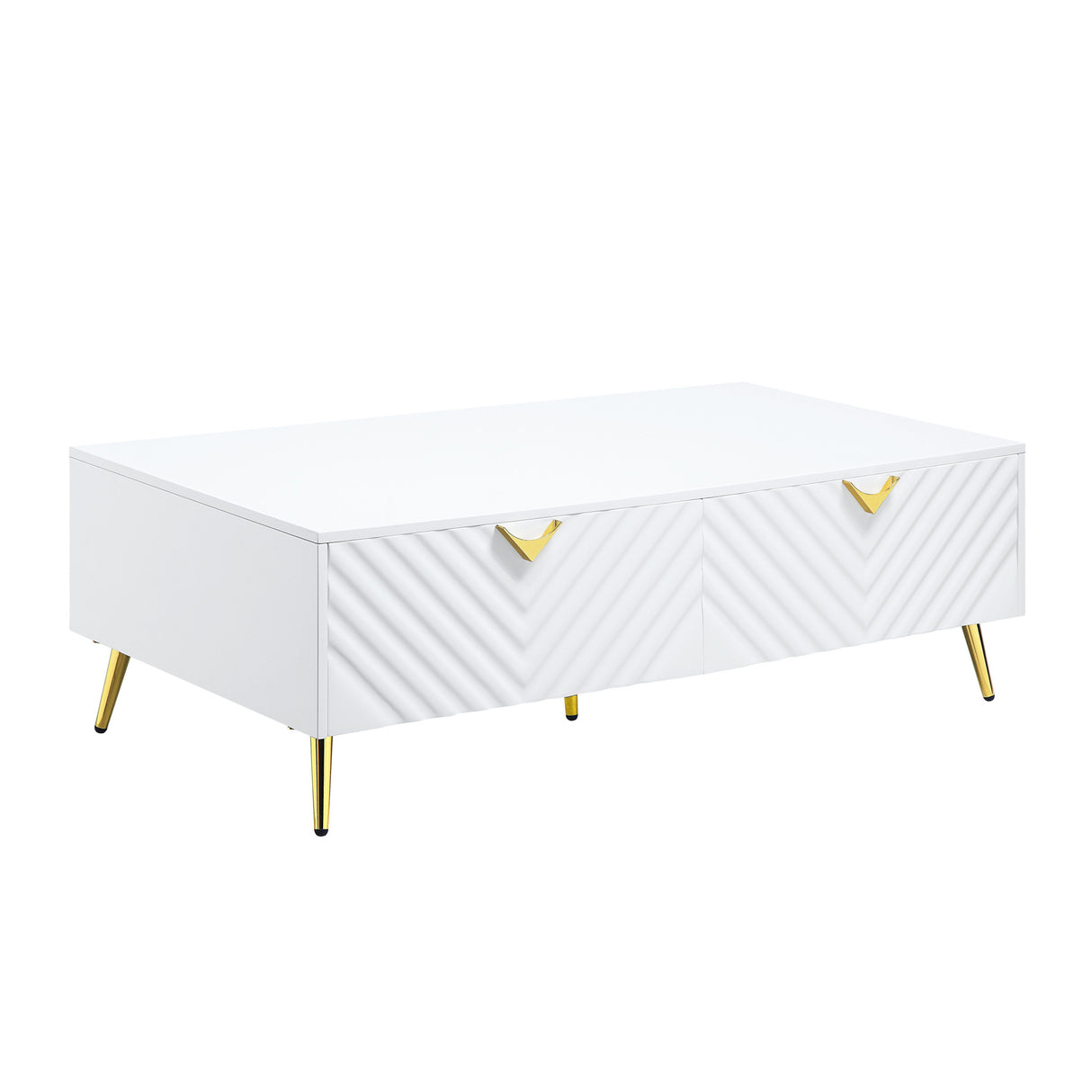53" White Metal Coffee Table With Four Drawers