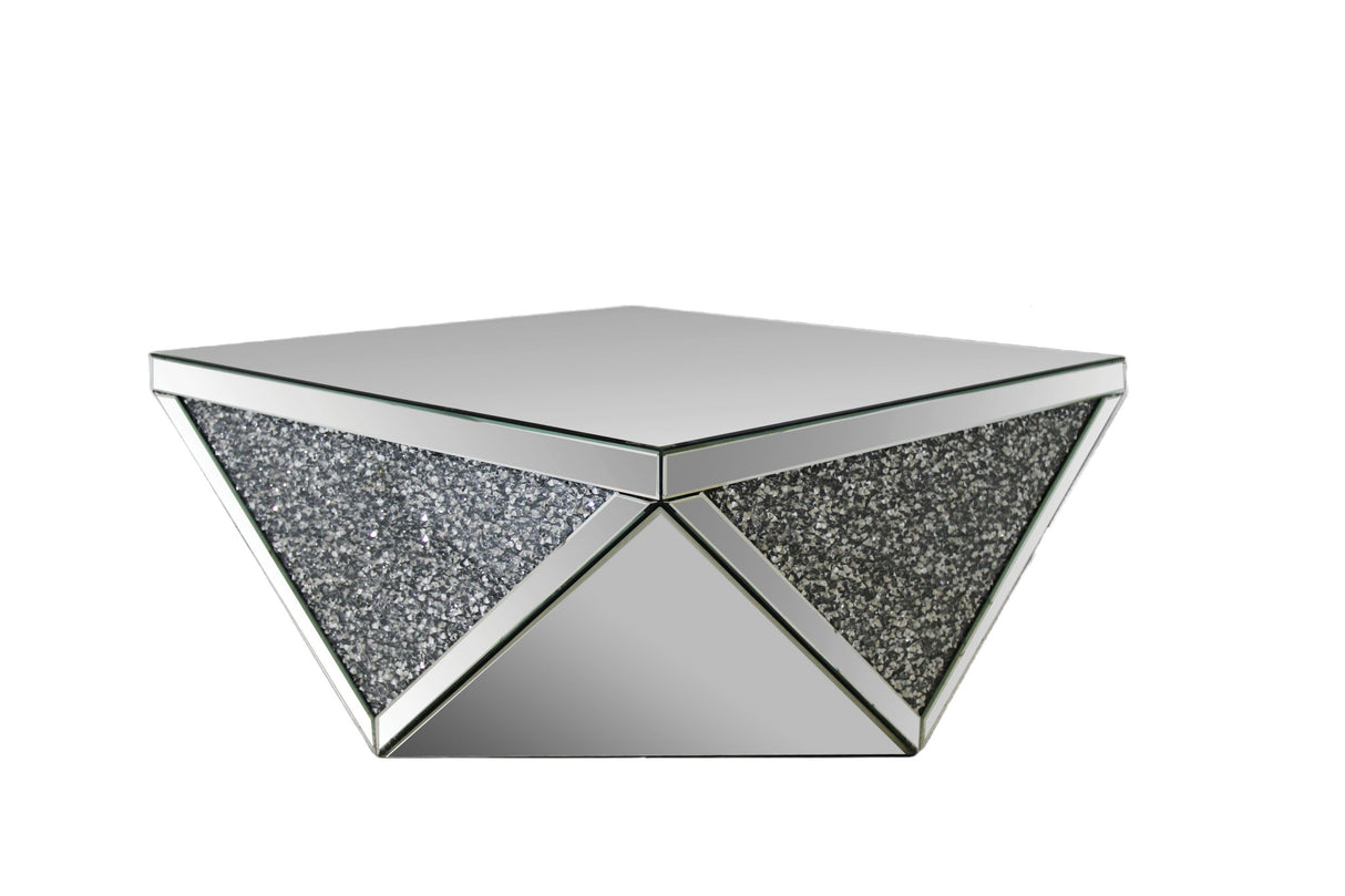 38" Silver Glass Square Mirrored Coffee Table