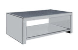 48" Silver Glass Mirrored Coffee Table With Shelf