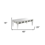 48" Silver Mirrored And Manufactured Wood Rectangular Mirrored Coffee Table