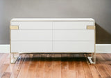 60" White Champagne Gold Solid And Manufactured Wood Six Drawer Dresser