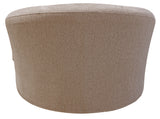 44" Sand Linen Upholstered Swivel Round Accent Chair And Toss Pillows