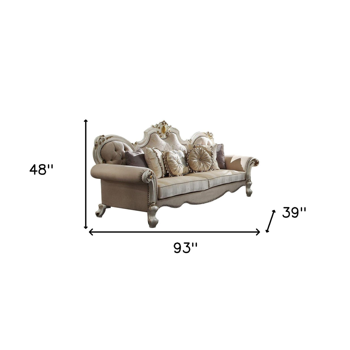 93" Pearl Velvet Sofa And Toss Pillows
