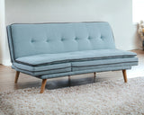72" Blue Linen Sofa With Brown Legs