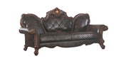 93" Dark Brown Faux Leather Sofa And Toss Pillows
