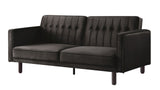 79" Dark Brown Velvet Sleeper Sofa With Black Legs