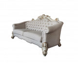 89" Ivory Velvet Sofa And Toss Pillows With Pearl Legs