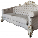 89" Ivory Velvet Sofa And Toss Pillows With Pearl Legs