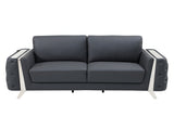 90" Gray Italian Leather Sofa With Silver Legs