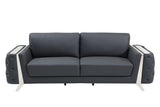 90" Gray Italian Leather Sofa With Silver Legs