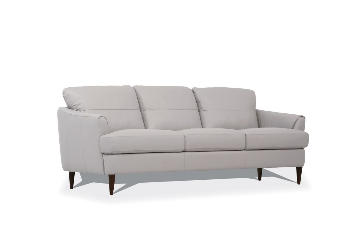 83" Pearl Leather Sofa With Black Legs