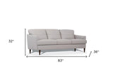 83" Pearl Leather Sofa With Black Legs
