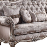94" Dark Gray Imitation Silk Damask Sofa And Toss Pillows With Champagne Legs