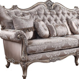 94" Dark Gray Imitation Silk Damask Sofa And Toss Pillows With Champagne Legs