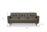 83" Green Leather Sofa With Black Legs
