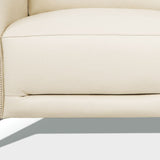83" Cream Leather Sofa With Black Legs