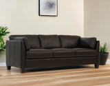 81" Chocolate Leather Sofa With Black Legs