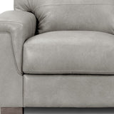 91" Gray Leather Sofa With Black Legs