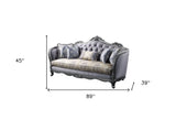 89" Platinum Imitation Silk Damask Sofa And Toss Pillows