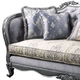 89" Platinum Imitation Silk Damask Sofa And Toss Pillows