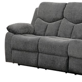 82" Gray Chenille Reclining Sofa With Black Legs