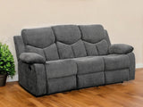 82" Gray Chenille Reclining Sofa With Black Legs