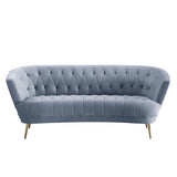 84" Light Gray Velvet Sofa With Gold Legs