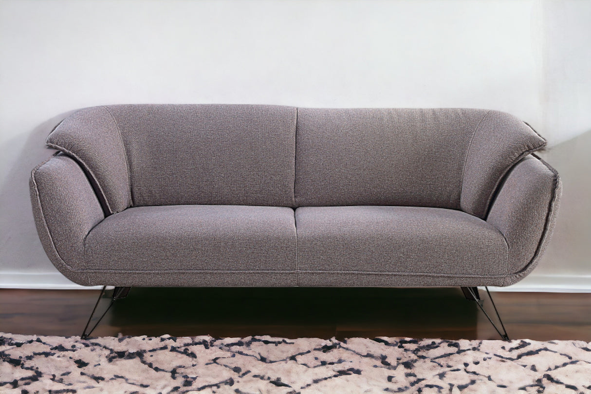 78" Gray Linen Sofa With Black Legs