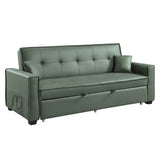 82" Green Velvet Sleeper Sofa And Toss Pillows With Black Legs