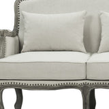 76" Cream Linen Sofa With Brown Legs