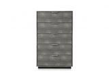 30" Grey Manufactured Wood + Solid Wood And Stainless Steel Five Drawer Chest