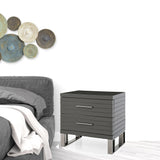 23" Silver and Gray Two Drawer Nightstand