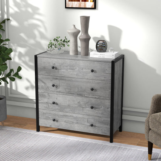 4-Drawer Dresser Modern Wooden Chest of Drawers for Bedroom Living Room-Gray
