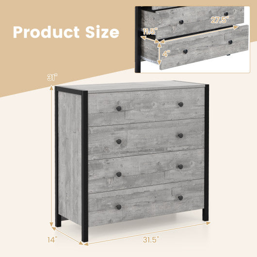 4-Drawer Dresser Modern Wooden Chest of Drawers for Bedroom Living Room-Gray