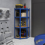 4-Tier Corner Shelving Unit Adjustable Garage Storage Utility Rack for Warehouse-Blue