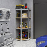 4-Tier Corner Shelving Unit Adjustable Garage Storage Utility Rack for Warehouse-Silver