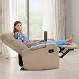 Recliner Chair Single Sofa Lounger with Arm Storage and Cup Holder for Living Room-Brown