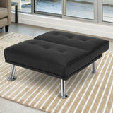Folding PU Leather Single Sofa with Metal Legs and Adjustable Backrest-Black