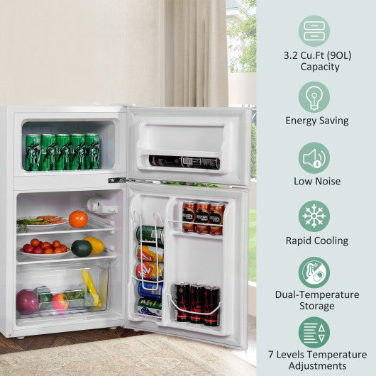 3.2 cu ft. Compact Stainless Steel Refrigerator-White