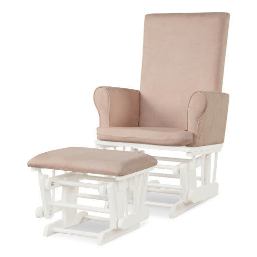 Baby Nursery Relax Rocker Rocking Chair Glider and Ottoman Cushion Set-Pink