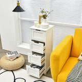 Free-Standing Side Storage Organizer with 4 Drawers-White