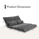 6-Position Adjustable Sleeper Lounge Couch with 2 Pillows-Gray